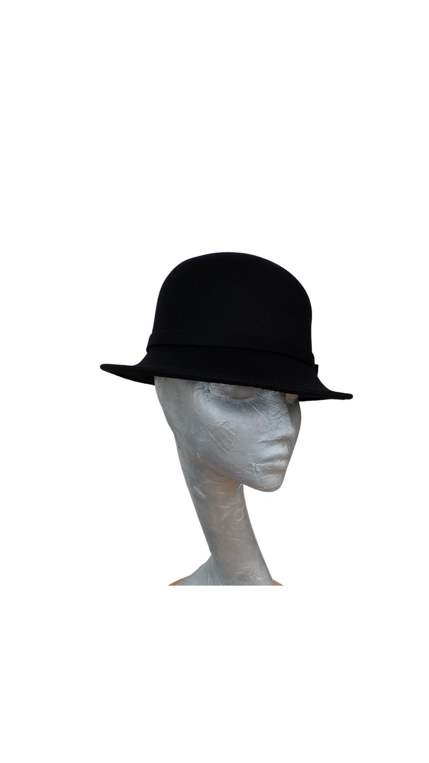Eloise - Cloche Bell shaped Felt hat Available Black & Cream