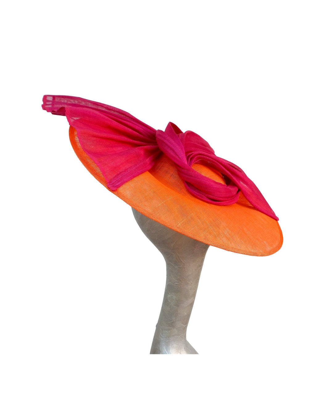 Kellen - Orange & Cerise Sinamay/Silk abaca Hatinator