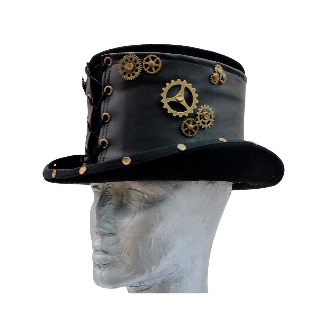Black & Burnished Gold Steampunk Top Hat By Hats2go