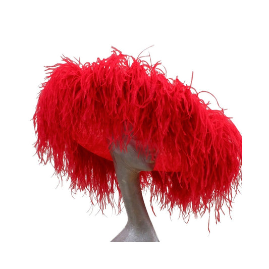 Emma - Extra large Hat with Ostrich feather boa in Two tone red By Hats2go