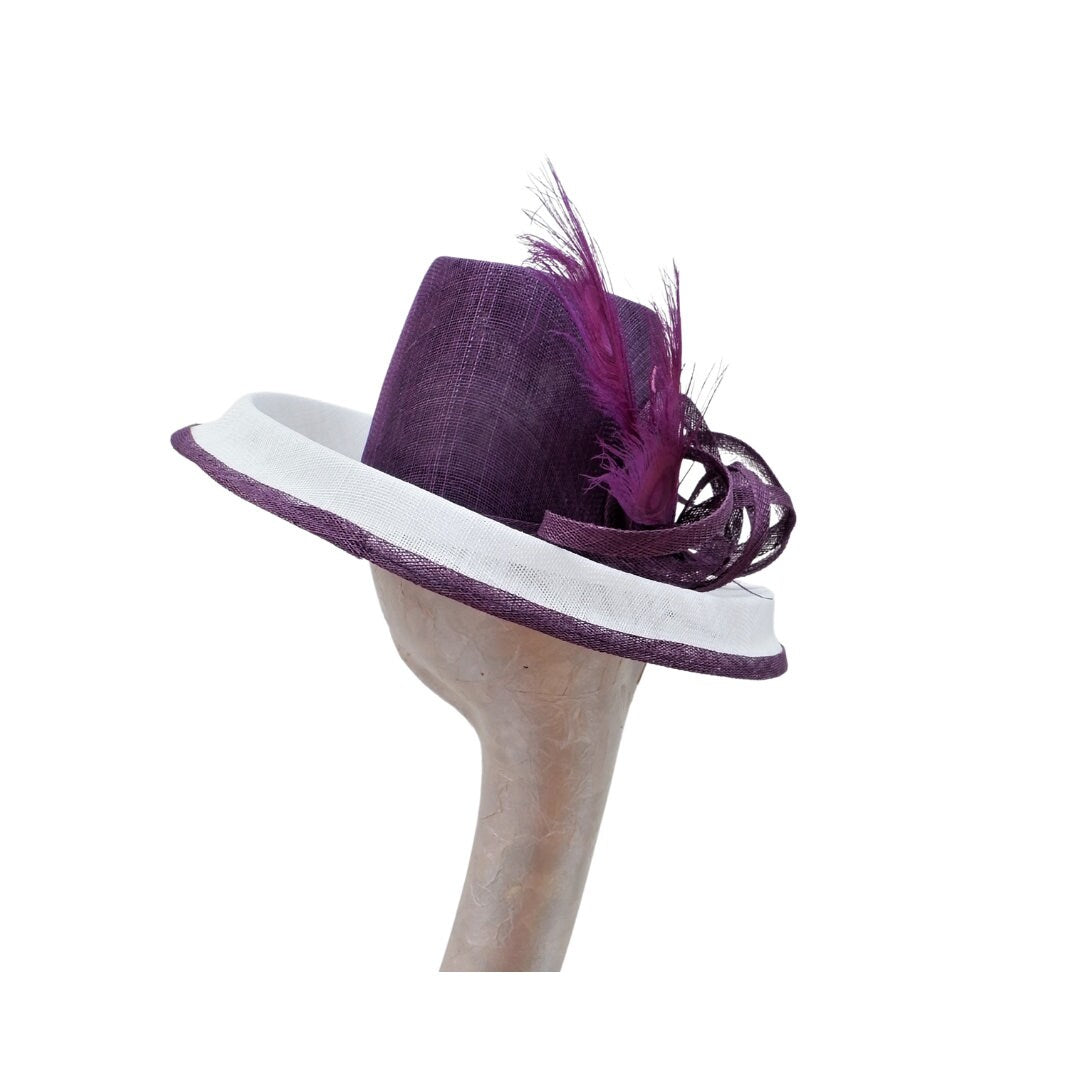 Grace - Plum purple & White Hat