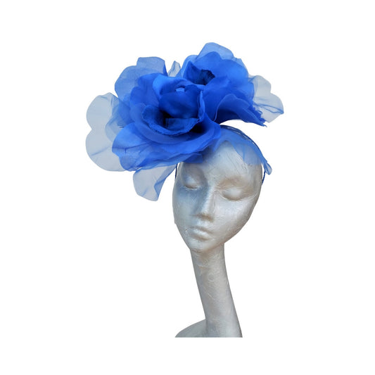 Ava-- Cobalt Blue silk organza 12 inch flower  fascinator