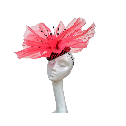Scarlet Red Giant over sized Oriental Poppy  headpiece