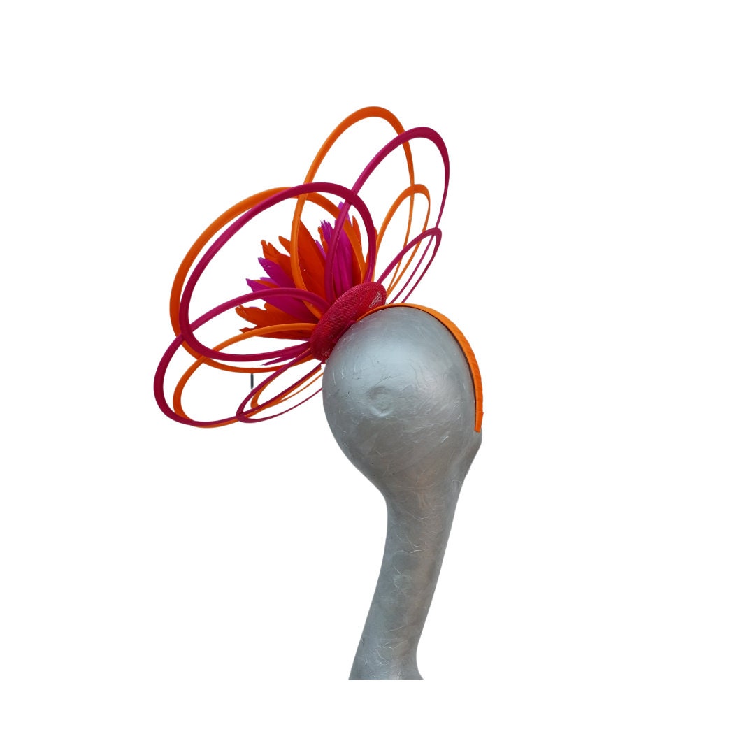 Gabrielle - Pink & Orange Loop Fascinator