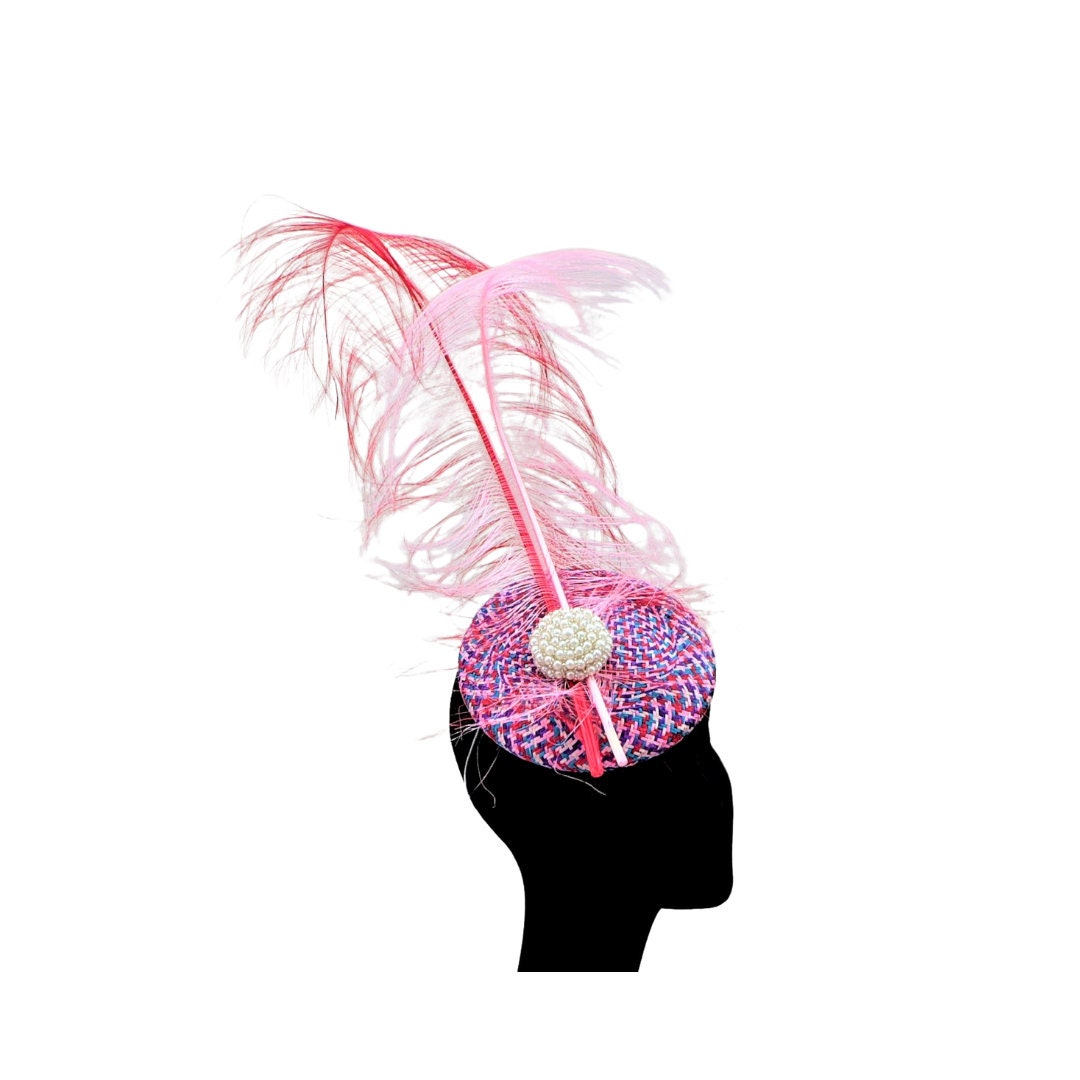 Multi Coloured Pillbox/Button Fascinator  By Hats2go