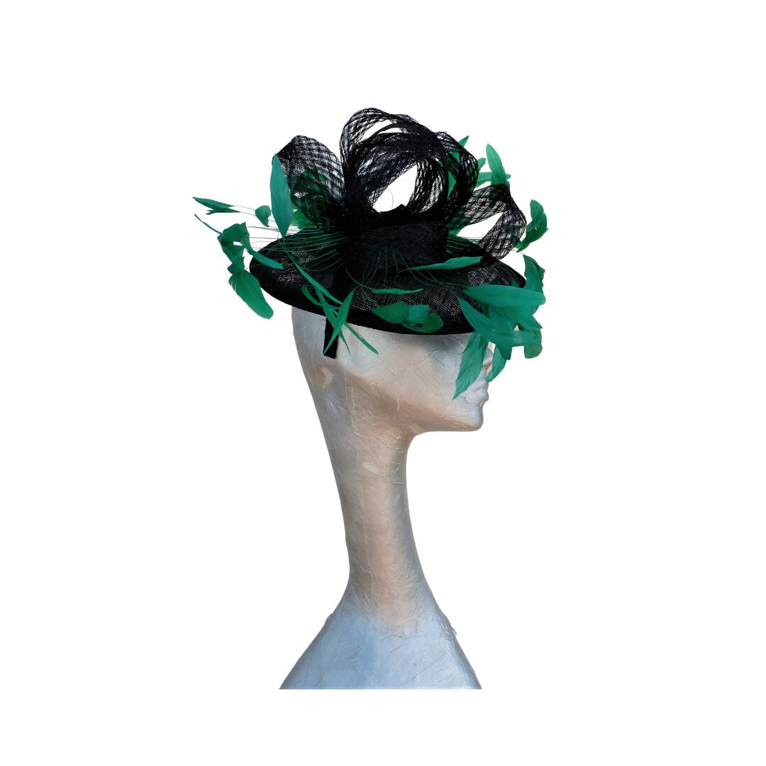 Francesca -  Black & Emerald Green saucer hatinator