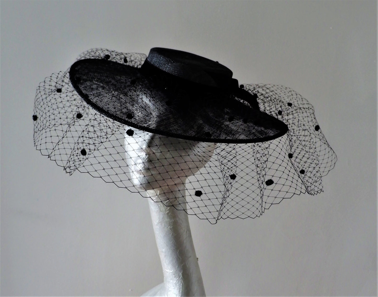 Amara - Black Veiled Boater