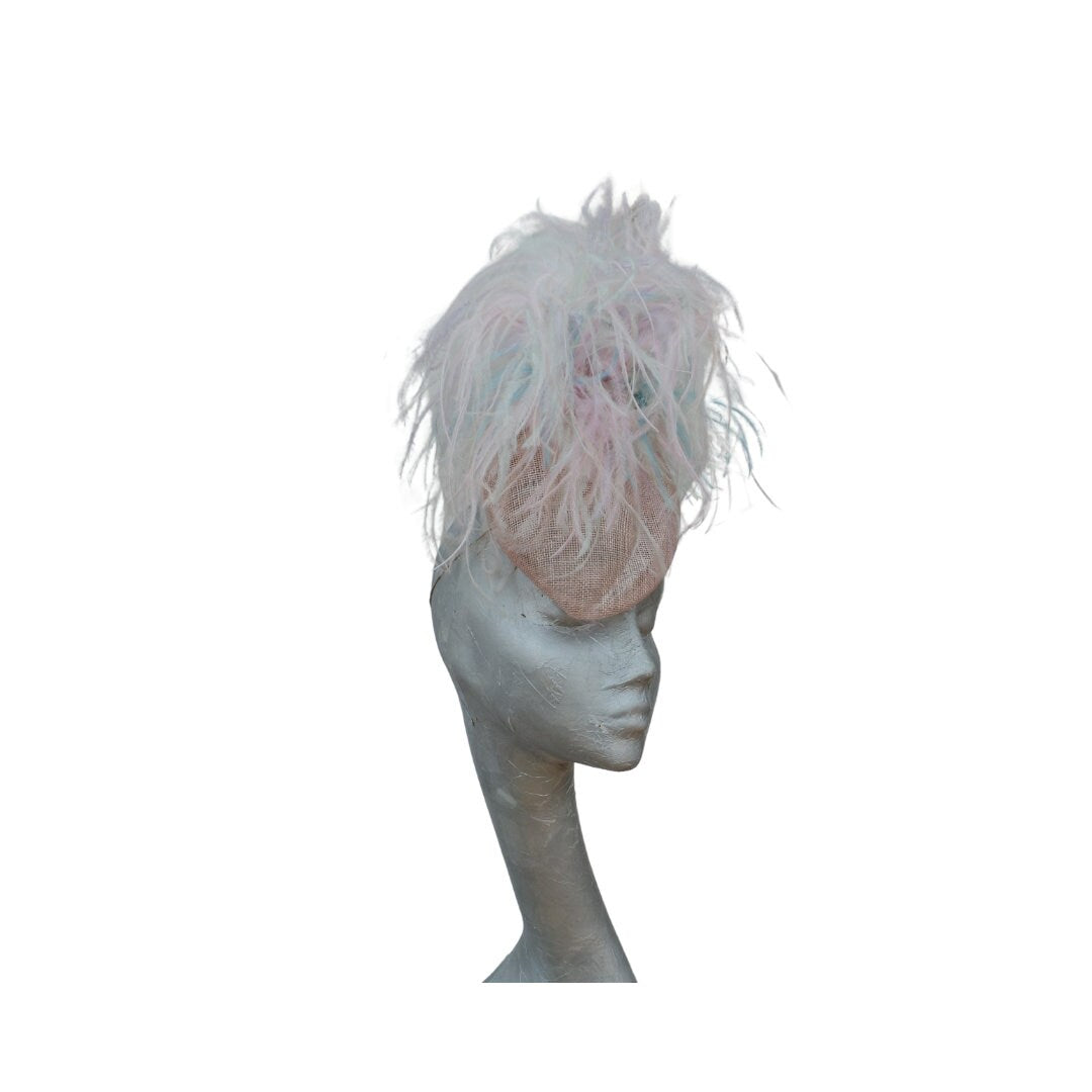 Trixie -- Nude  Pear shaped pillbox with Multicoloured feather detail