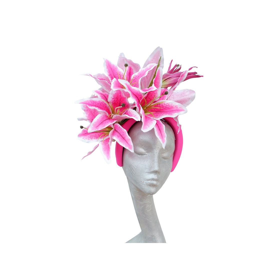 Stargazer- Pink & white Lily Headband Fascinator