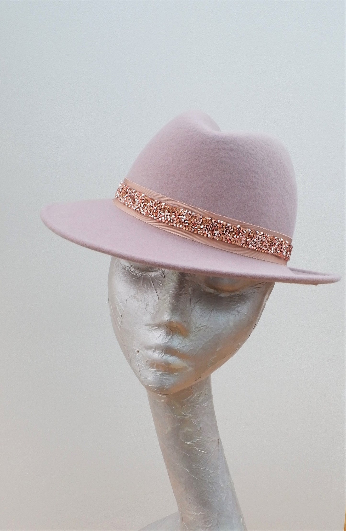 Rhondon - Blush Trilby Rose Gold Diamante trim