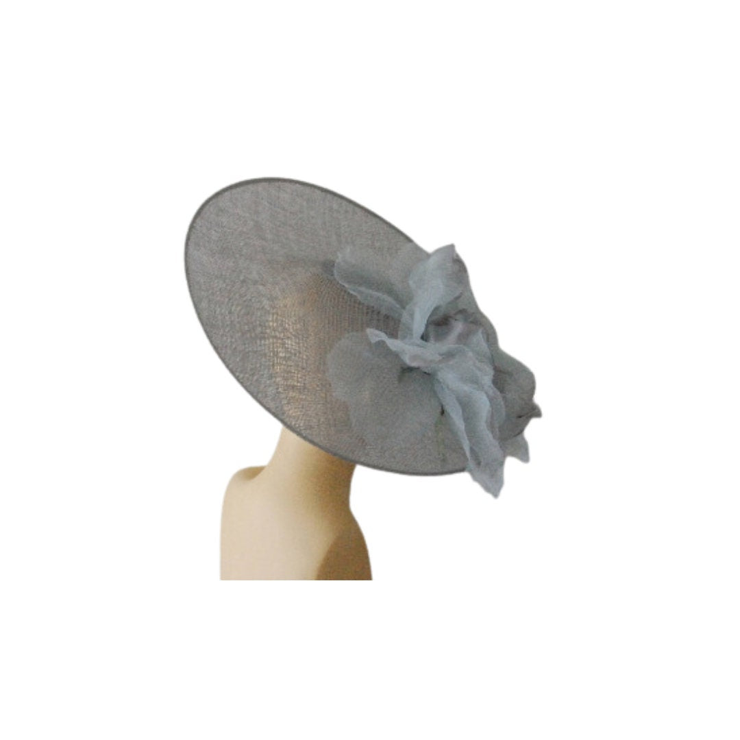 Sandy - Large Saucer Hatinator with 12" Silk Organza Rose 20+ Colours Available