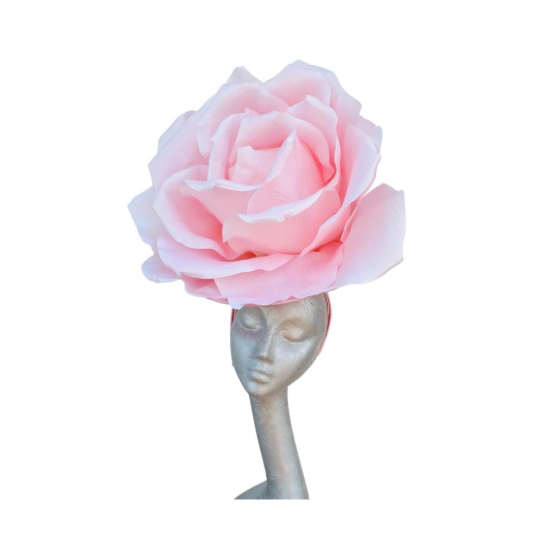 Lizzy - Giant oversized 50cm Ivory rose fascinator with Ivory Bow
