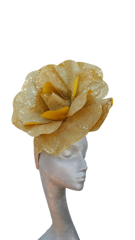 Glitz - 30cm Giant Glitter Rose Fascinator- 4 colours