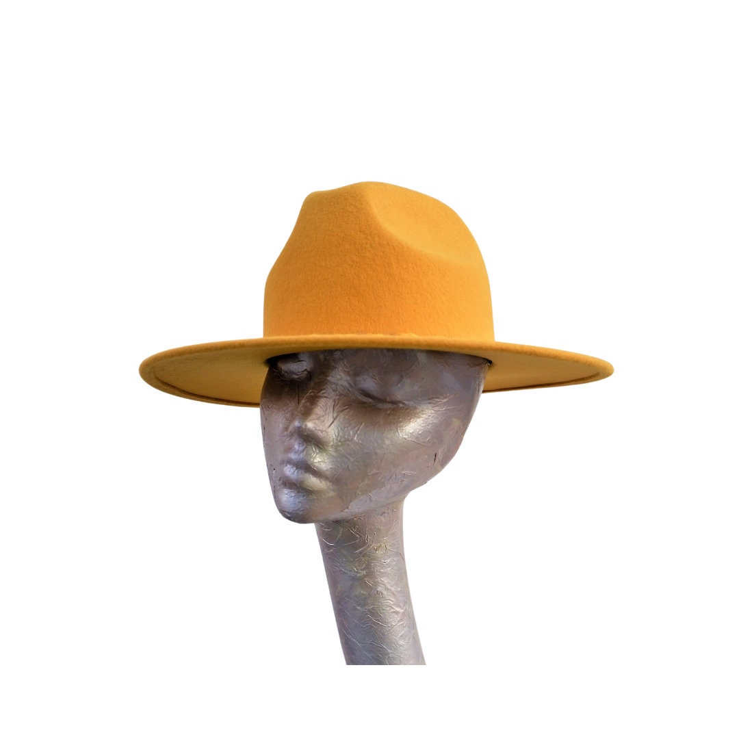 Elijah - Mustard Felt Flat Brim Trilby Hat