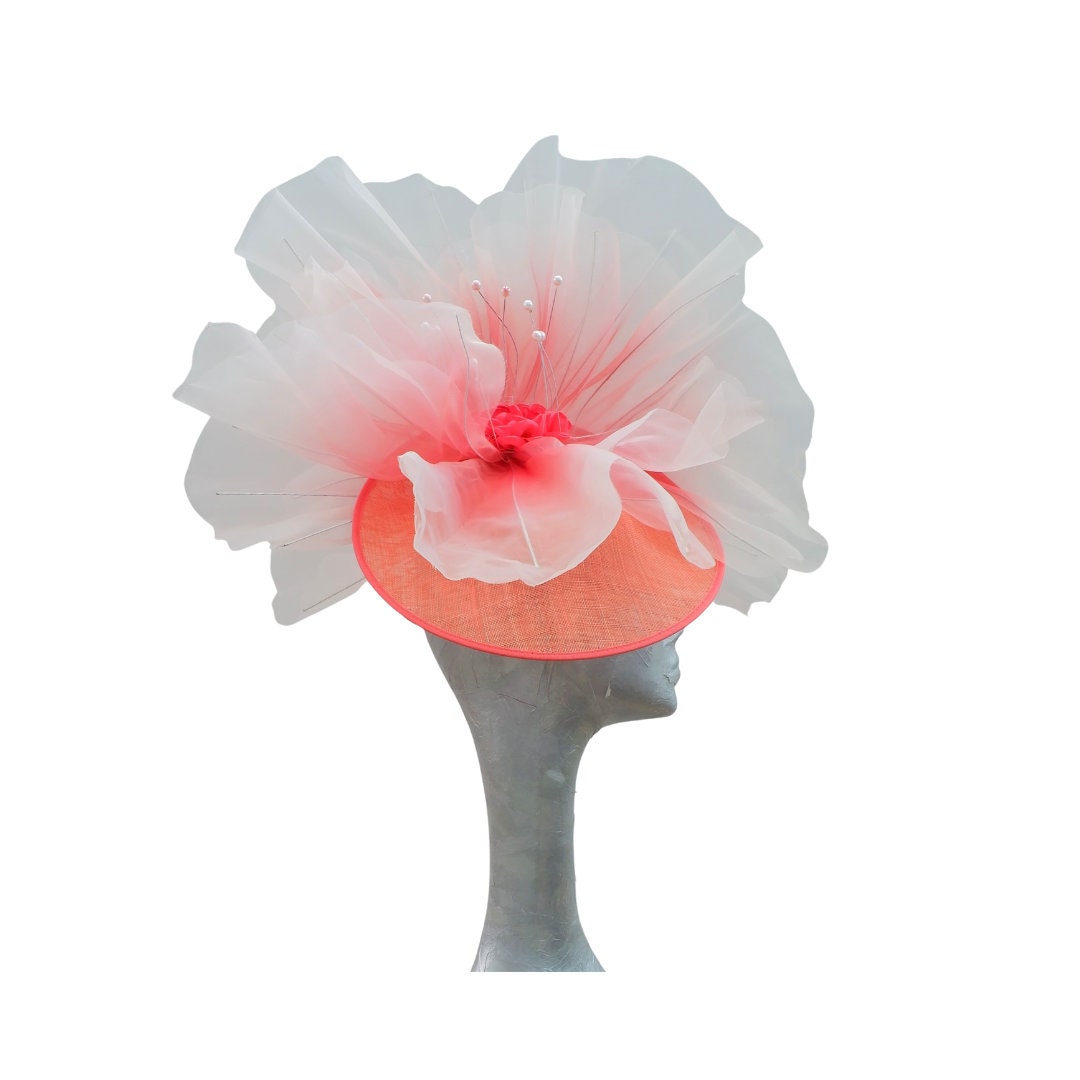 Tyr -Coral  Giant over sized Oriental Poppy  headpiece