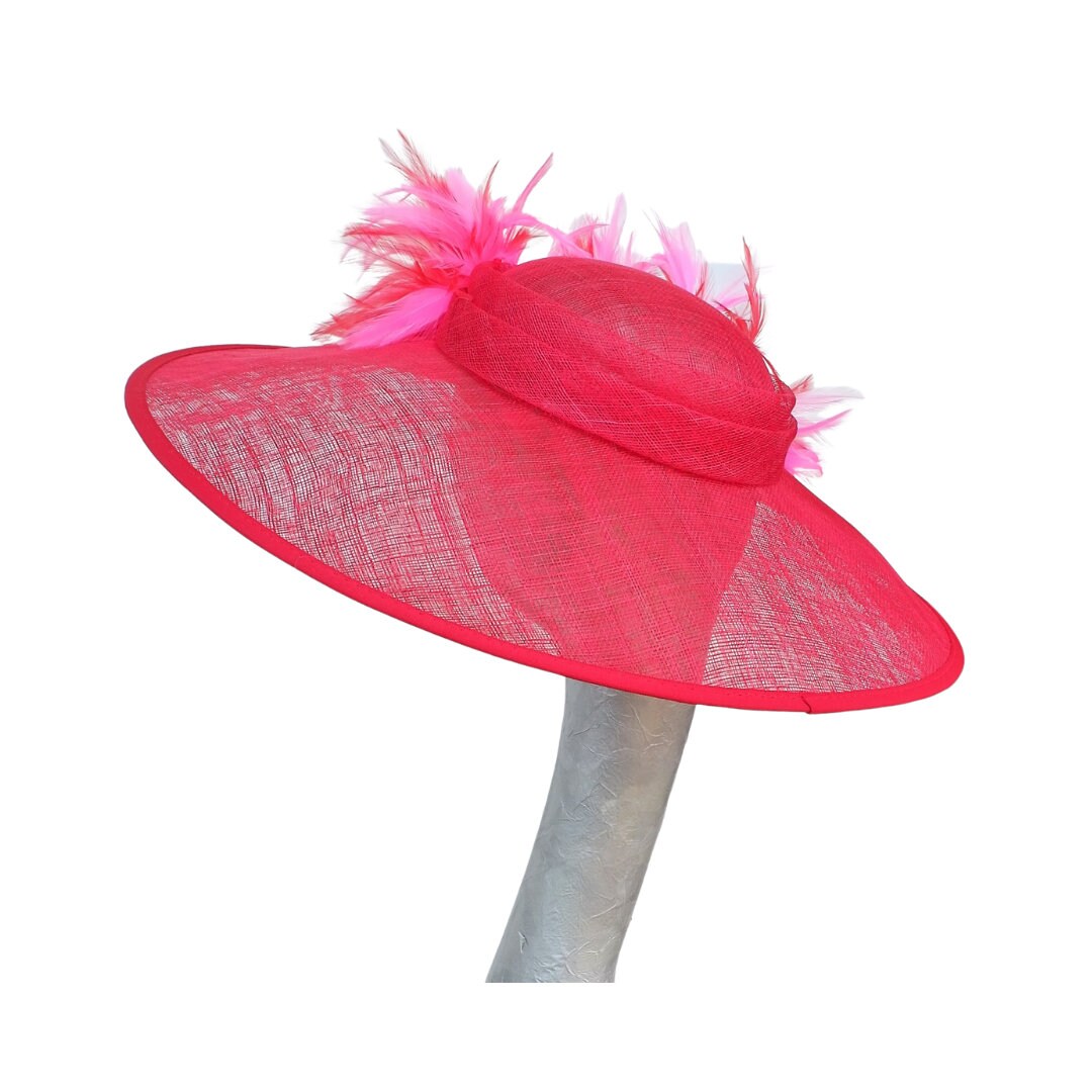 Fumi - Scarlet Red Coolie hatinator with Red & Cerise feathers