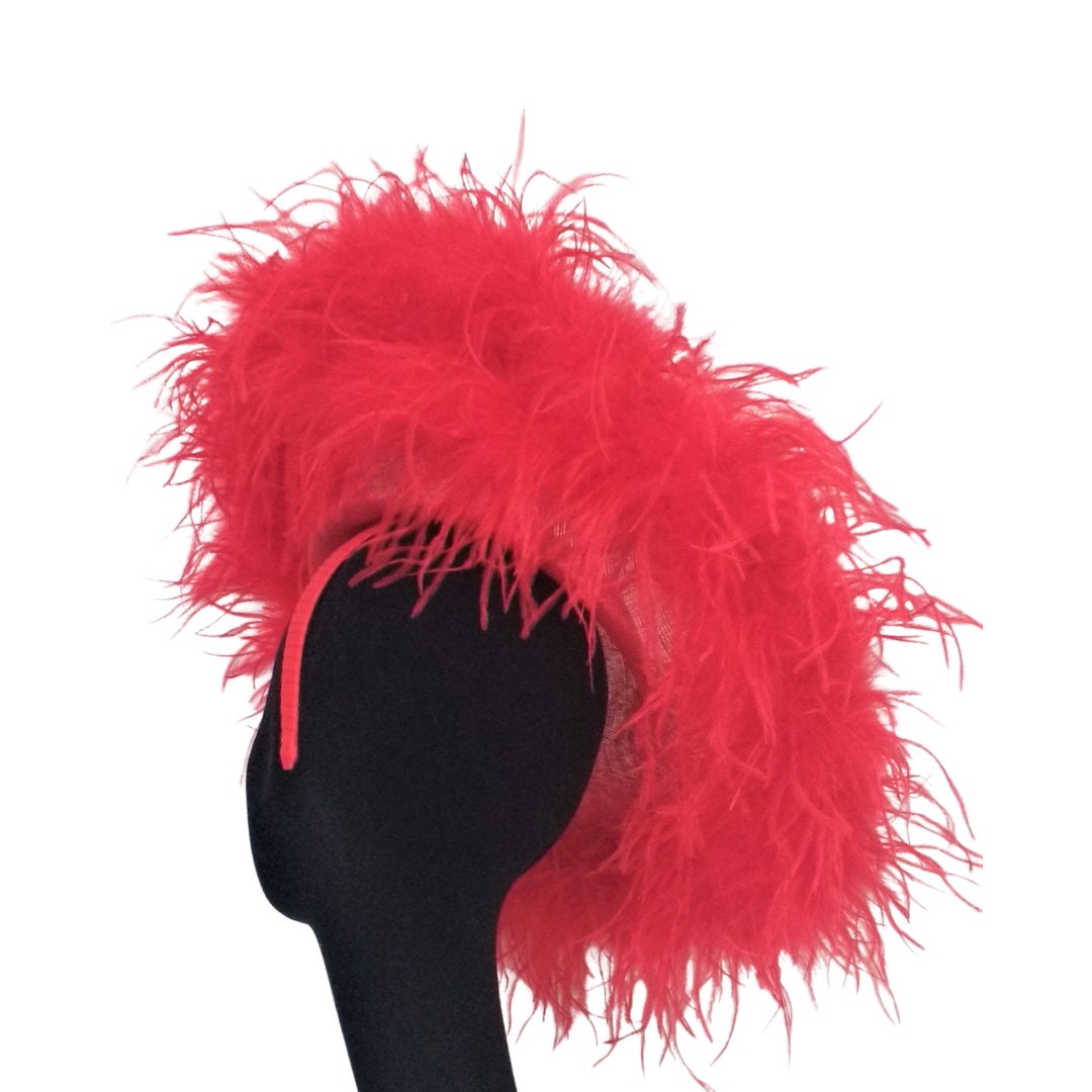 Giselle - Red Ostrich feather Hatinator