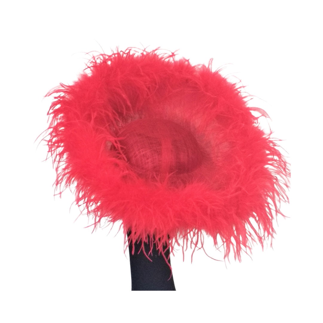 Giselle - Red Ostrich feather Hatinator