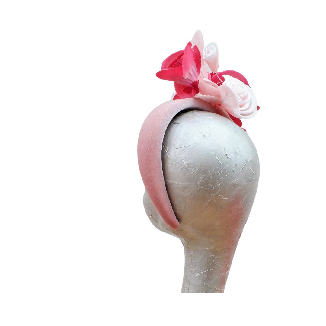 Cassie - Padded headband & Flower Fascinator 3 tone Pink