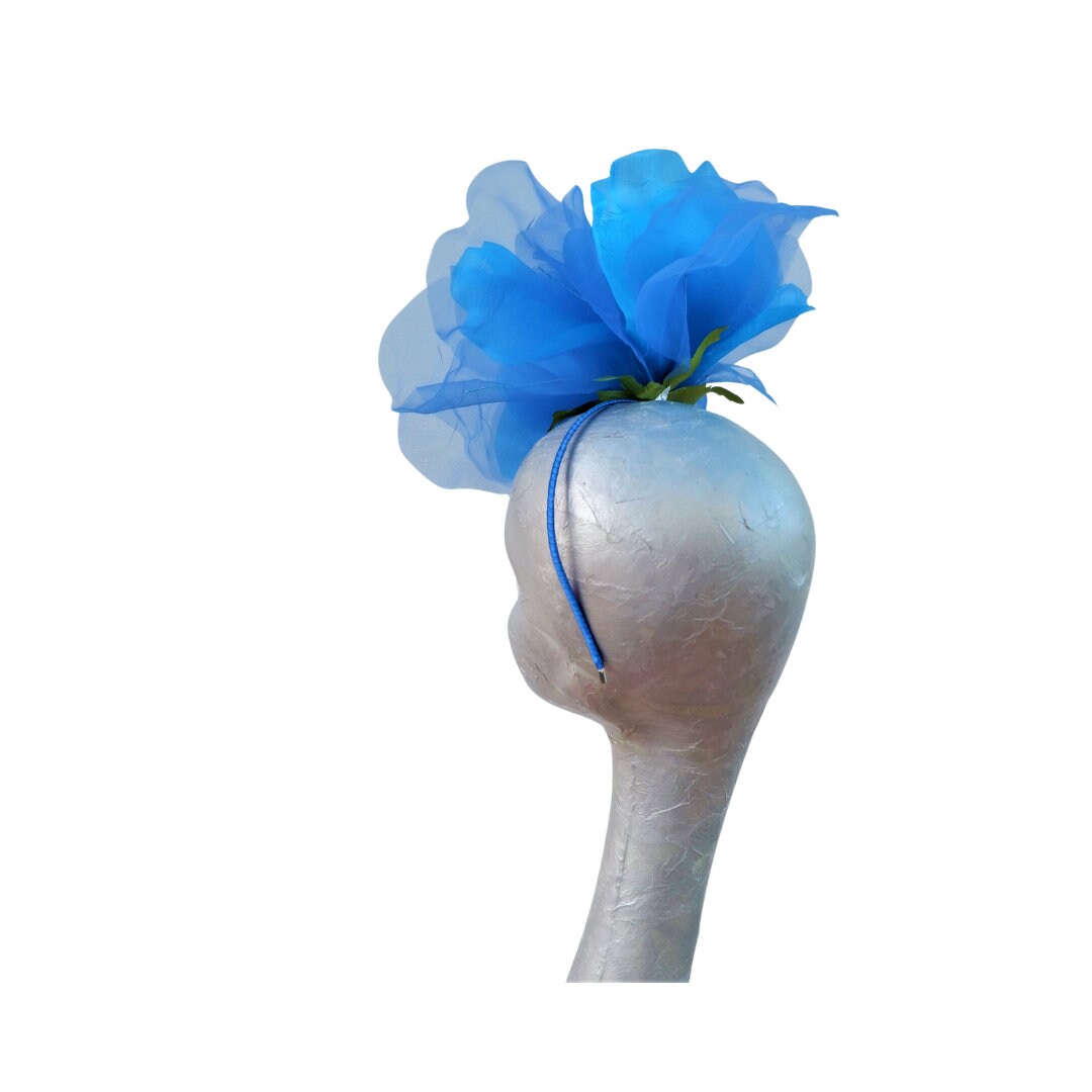 Ava--- Royal Blue/Dark Turquoise silk 12" Rose fascinator