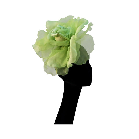 Ava-- Forest Green silk organza 12 inch flower  fascinator