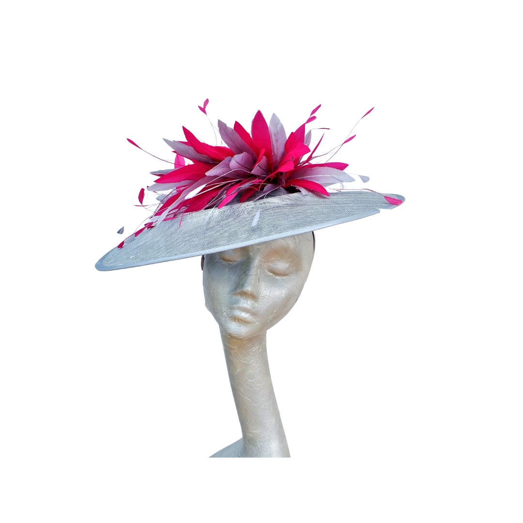Finesse... Medium Oval Metallic Silver & Fuchsia hatinator
