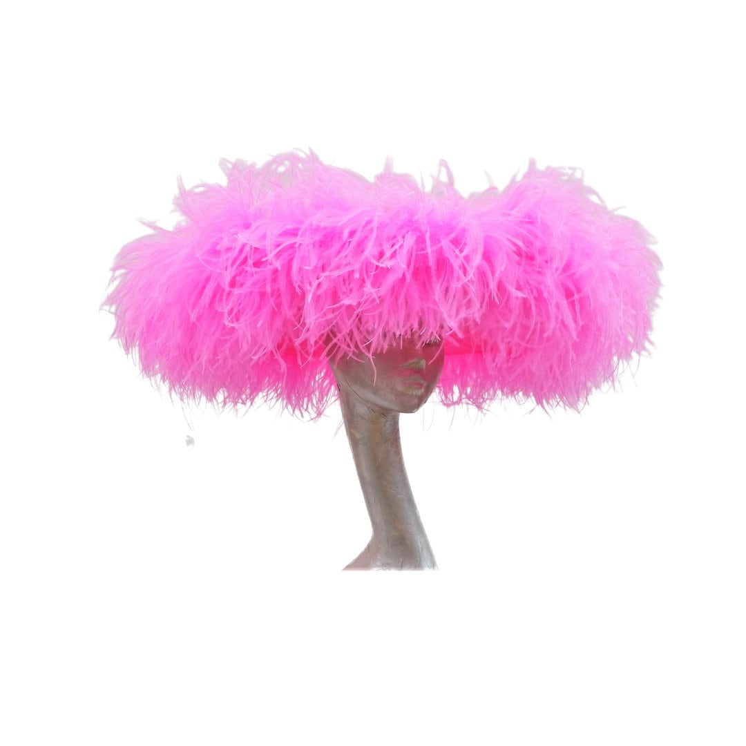 Emma - Extra large Hat with Ostrich feather boa in Two Tone Cerise pink By Hats2go Made to Order