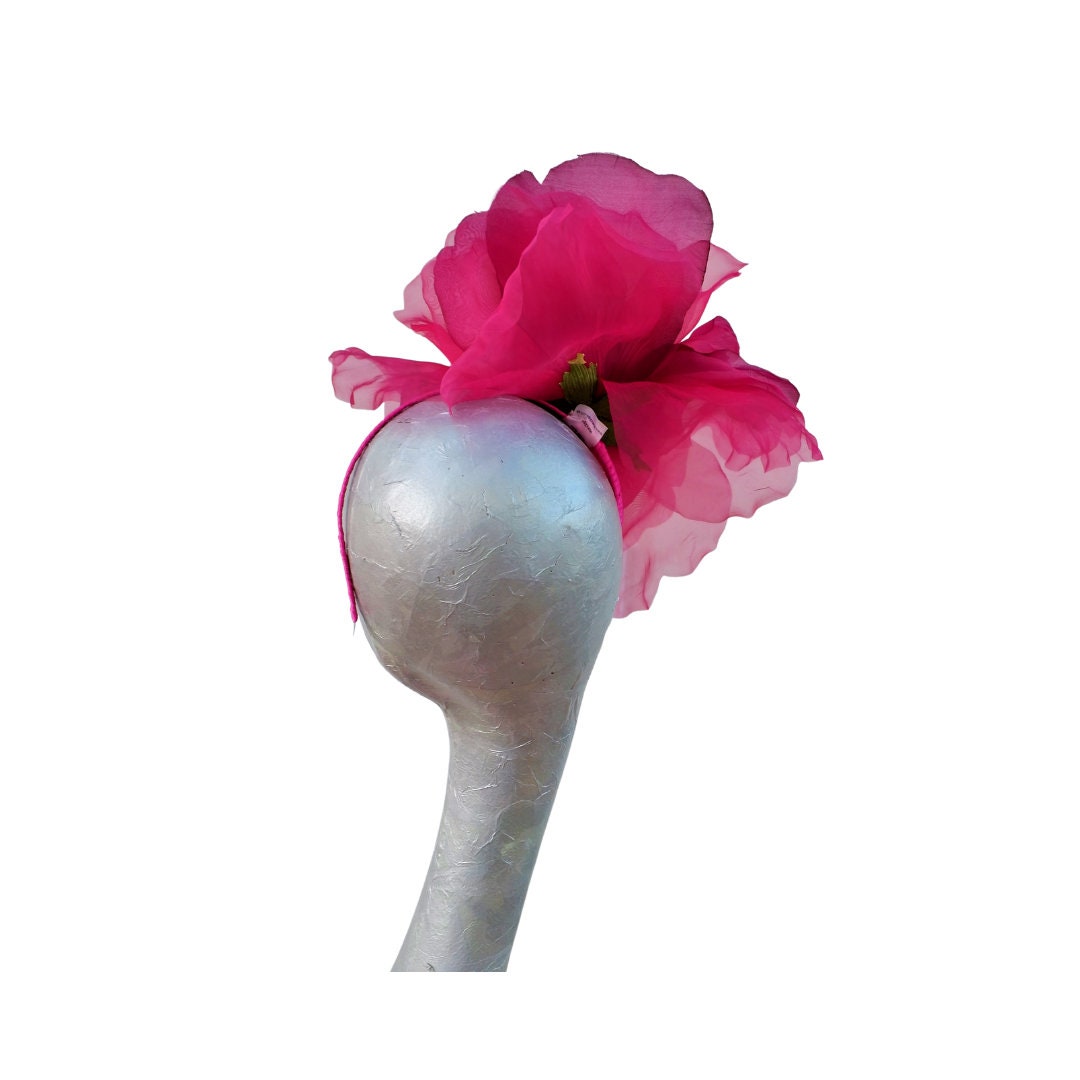 Ava-- Fuschia pink  silk organza 12 inch flower  fascinator