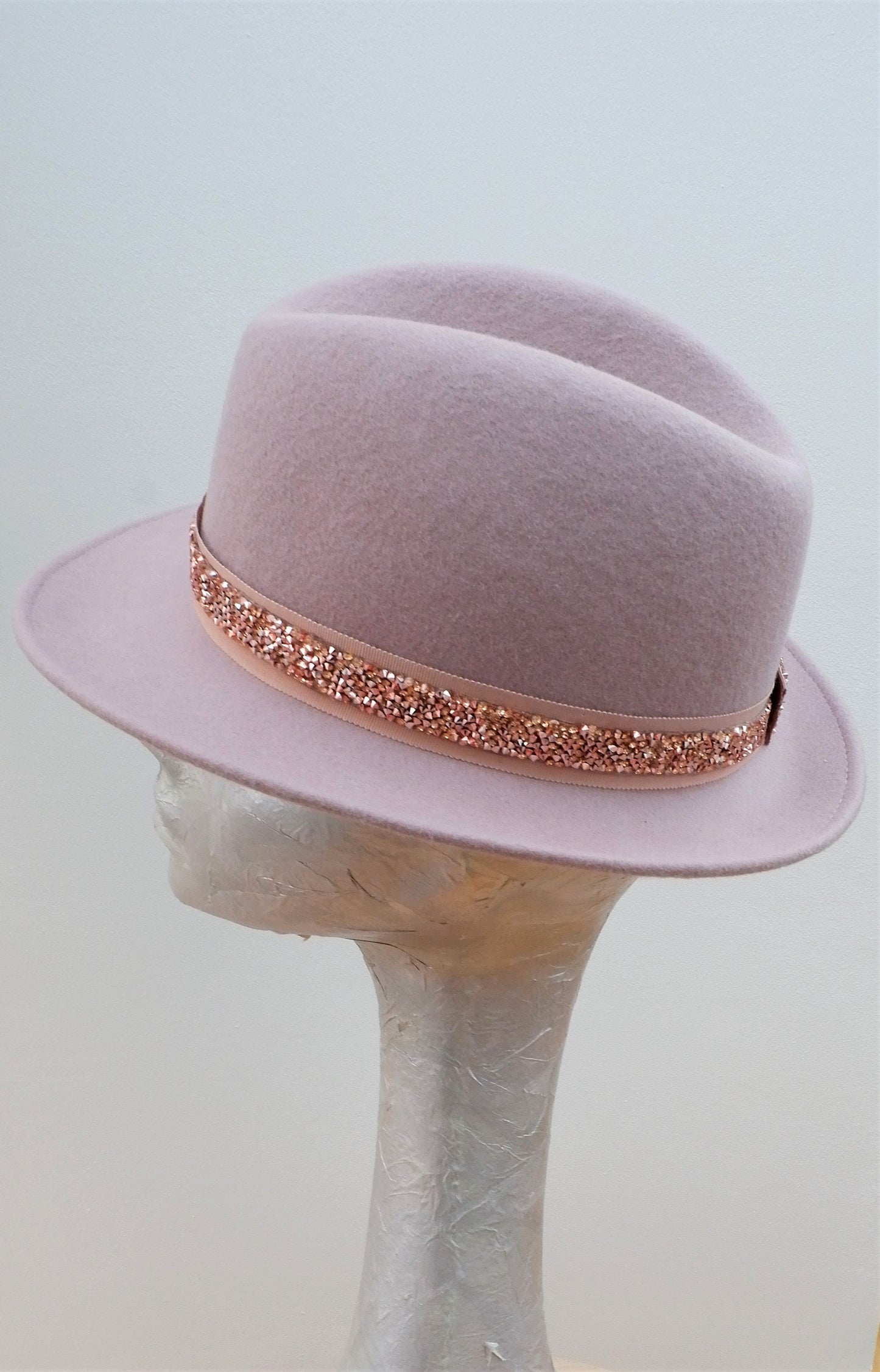 Rhondon - Blush Trilby Rose Gold Diamante trim