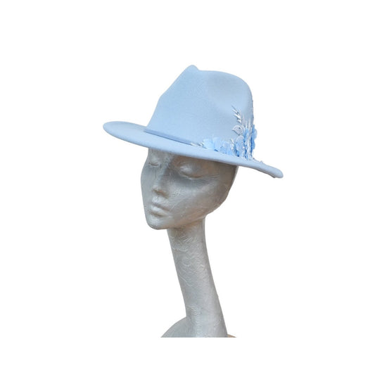 Margot - Faux Felt Trilby with Lace applique detail