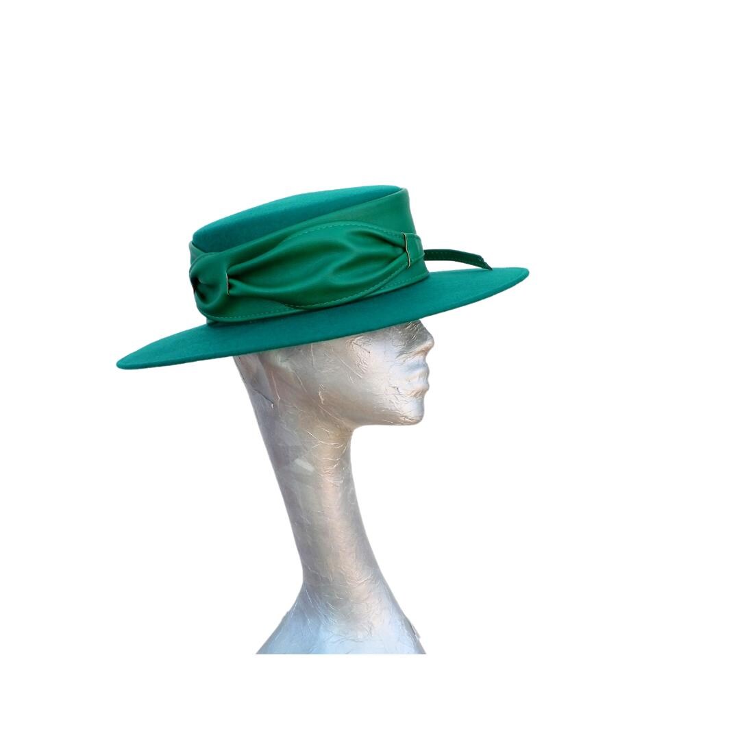 Arlo - Emerald Green Felt high crown Boater
