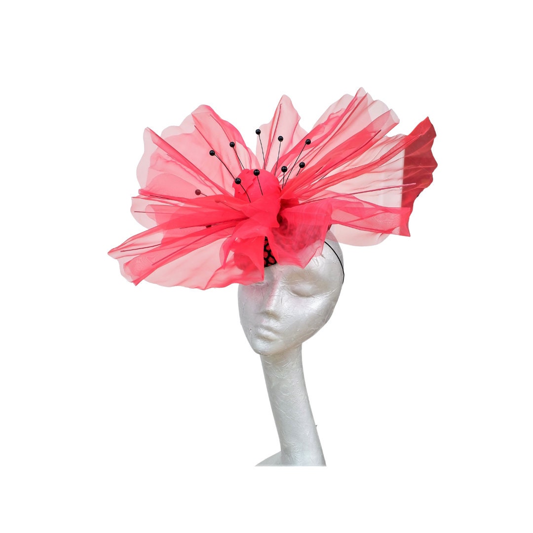Scarlet Red Giant over sized Oriental Poppy  headpiece