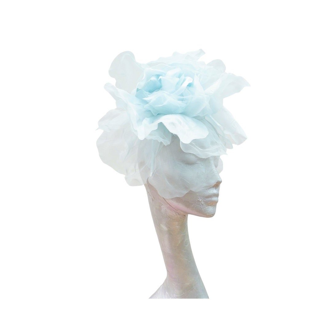 Ava-- Pale Aqua/Mint  silk organza 12 inch flower  fascinator