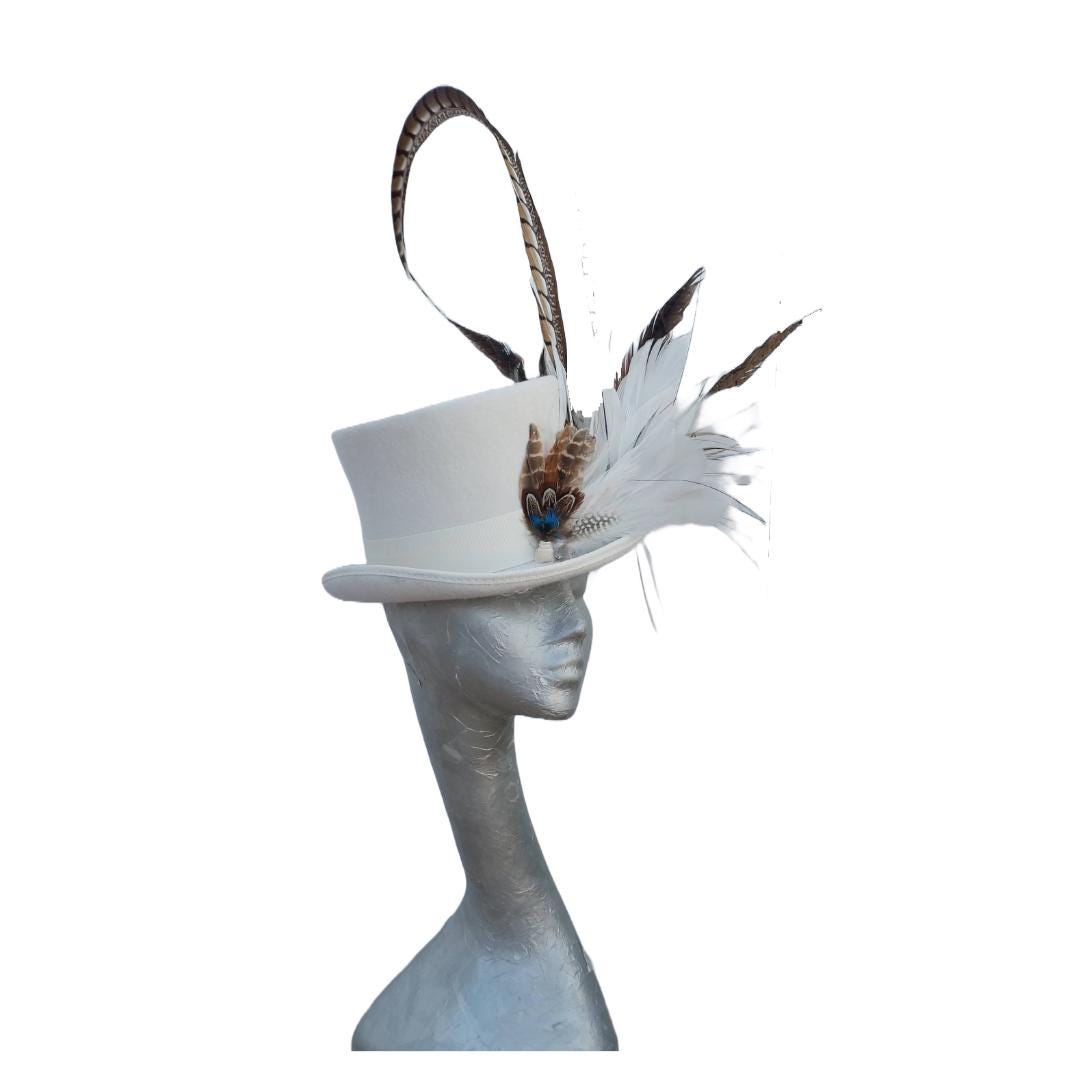 Caberet - Black wool Top Hat with feather detail