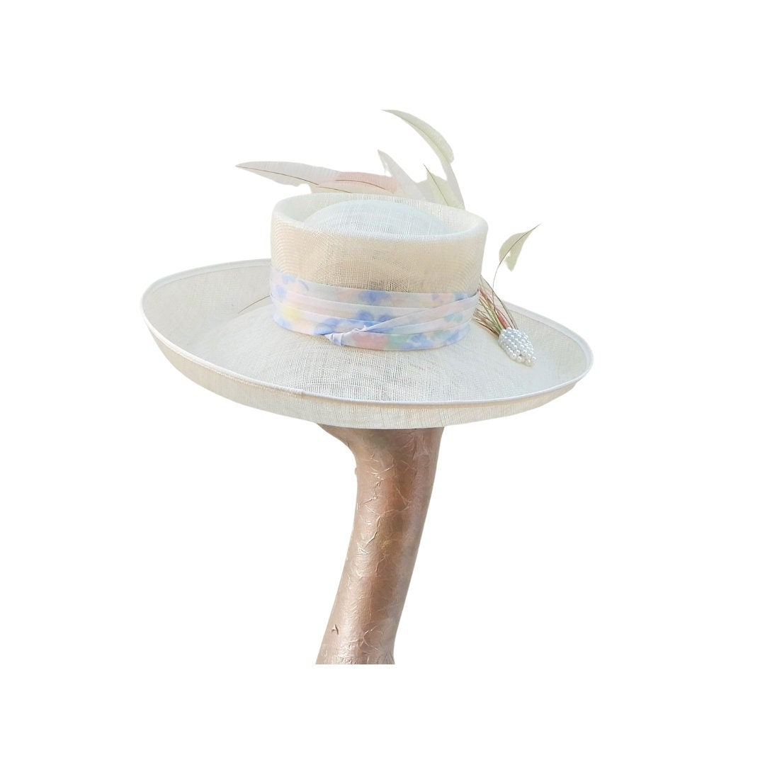 Orla - Ivory & Multi pastel Feature hat