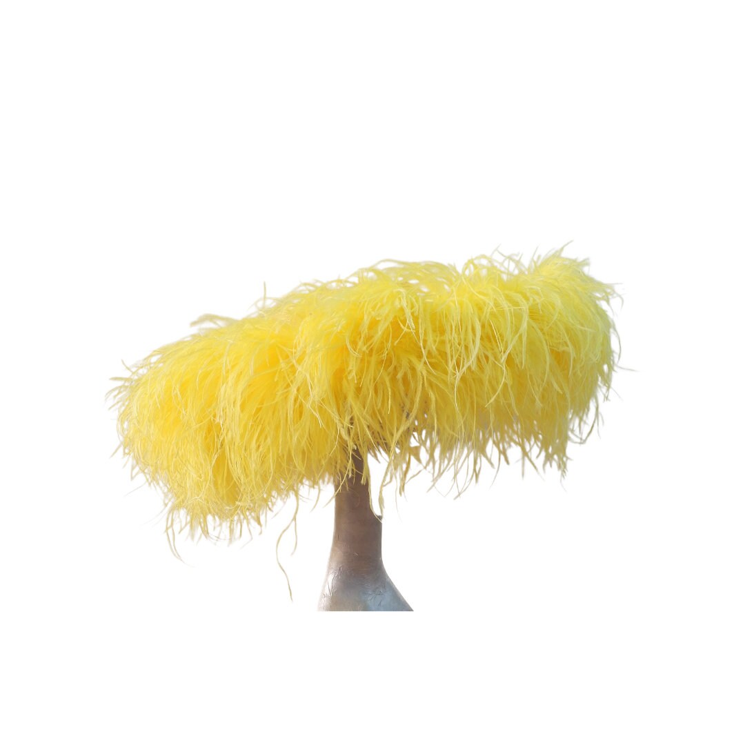 Emma - Extra large Hat with Ostrich feather boa in Yellow