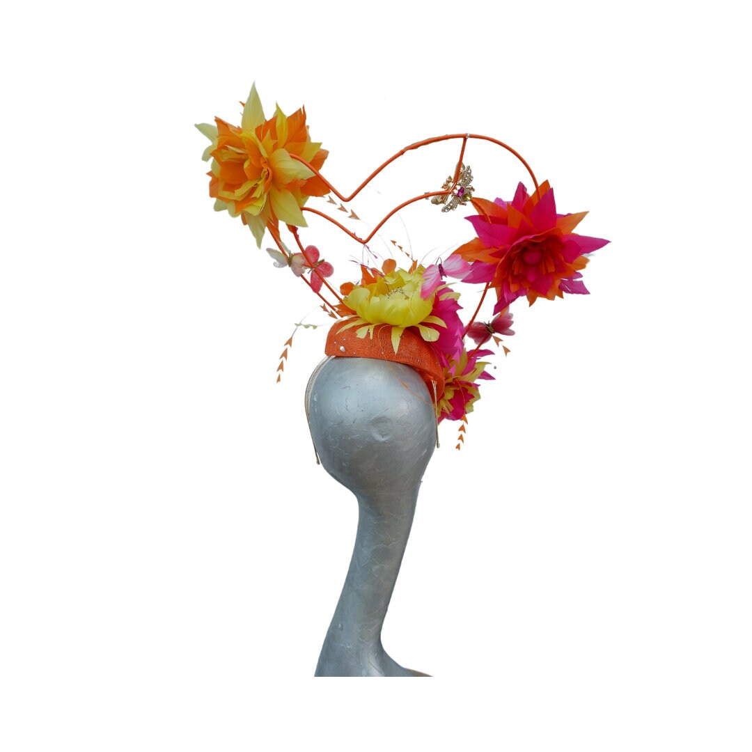 Orange, Pink,Lemon Heart headpiece