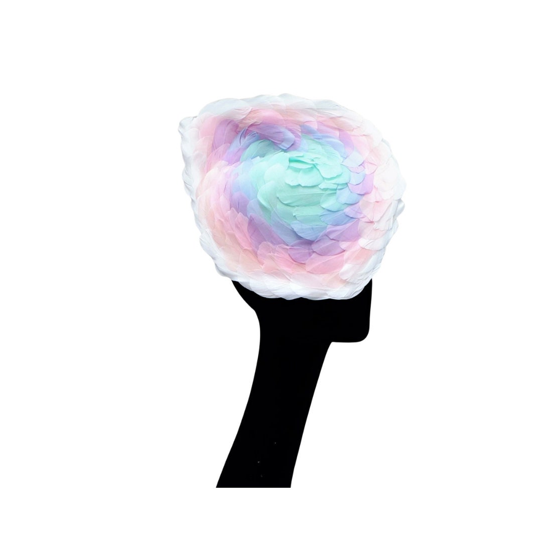 Emilie - Stunning Multicoloured Graduated Pastel feather fascinator/hatinator by Hats2go