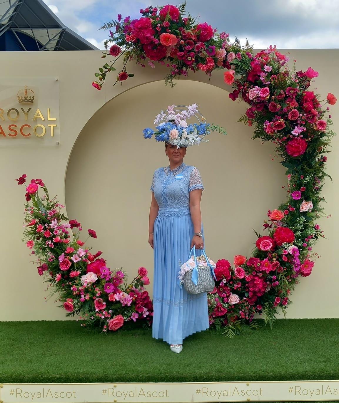 Floral Blue & Pink Hoop headpiece