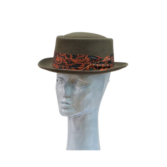 Luka - Gentleman's Khaki Felt Porkpie Hat