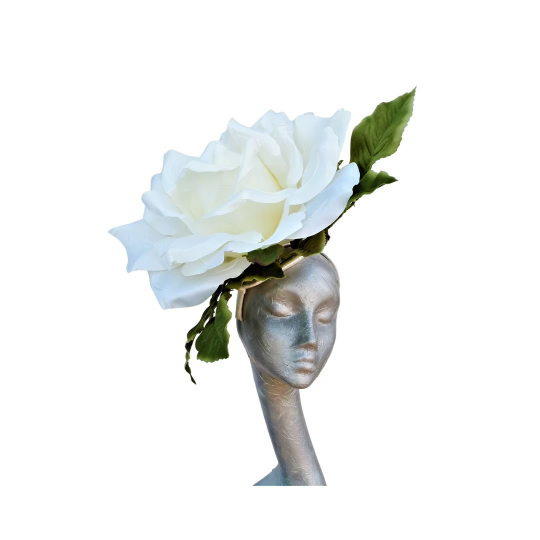 Liz - Large oversized 40cm Ivory rose fascinator