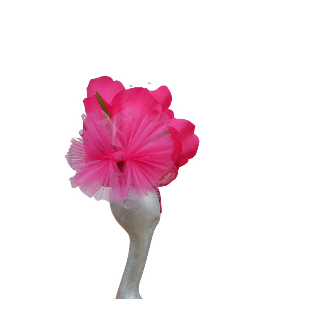 Lizzy 2- Giant oversized 50cm Hot Pink rose headpiece