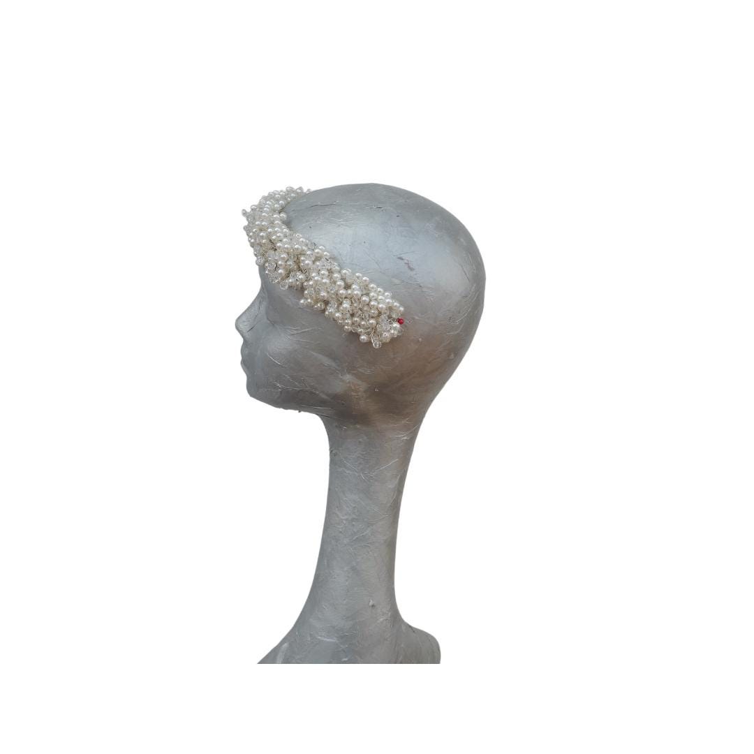 Portia - Pearl Bridal Headdress Ivory