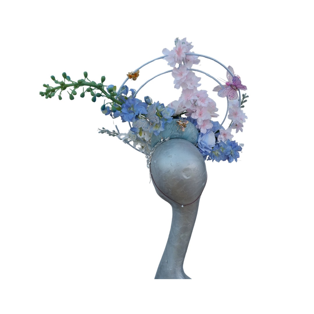 Floral Blue & Pink Hoop headpiece
