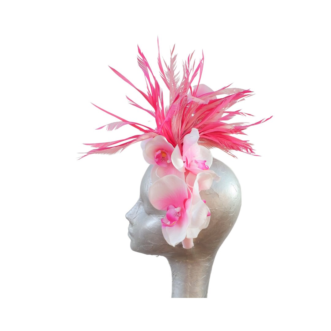 Somersby - 3 tone Pink Headband with Feathers & Orchids
