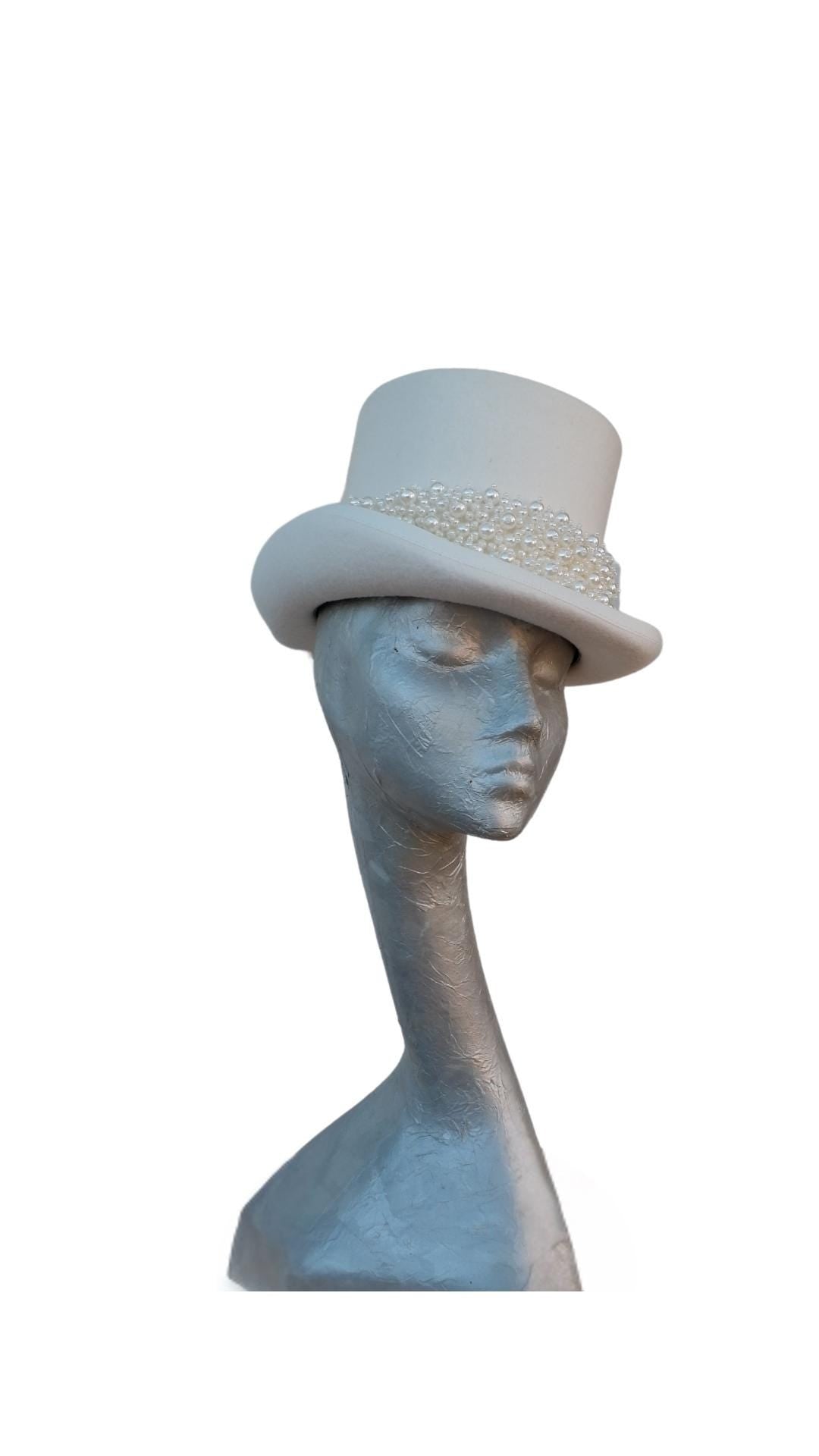 Holly - Ivory Bridal Felt Top Hat