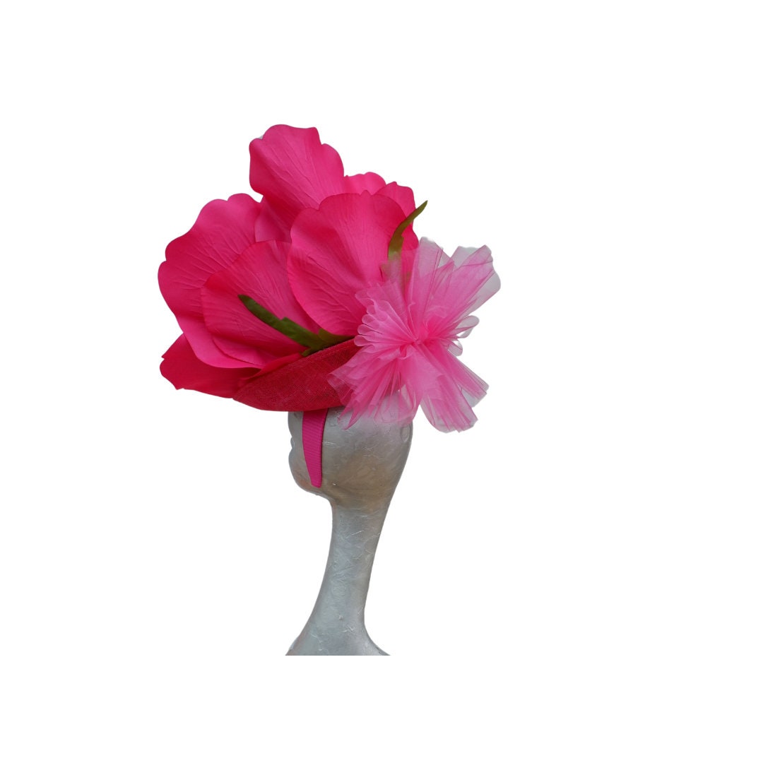 Lizzy 2- Giant oversized 50cm Hot Pink rose headpiece