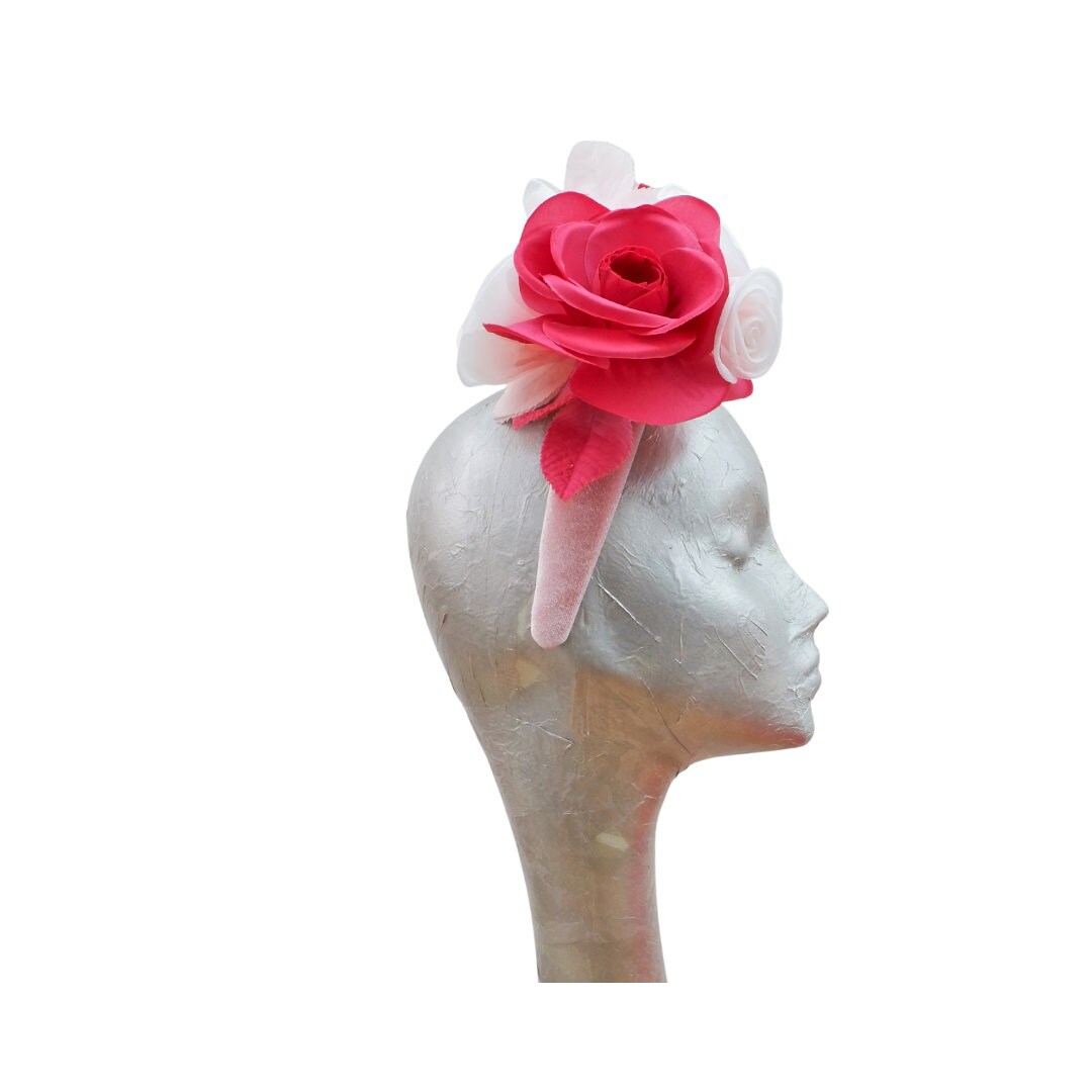 Cassie - Padded headband & Flower Fascinator 3 tone Pink