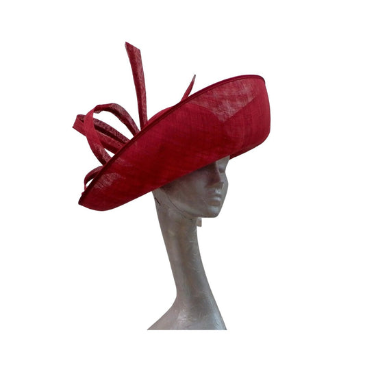 Large upturned feature hat in Cherry/Crimson red by Hats2go Made to order - Also available i over 50 colours