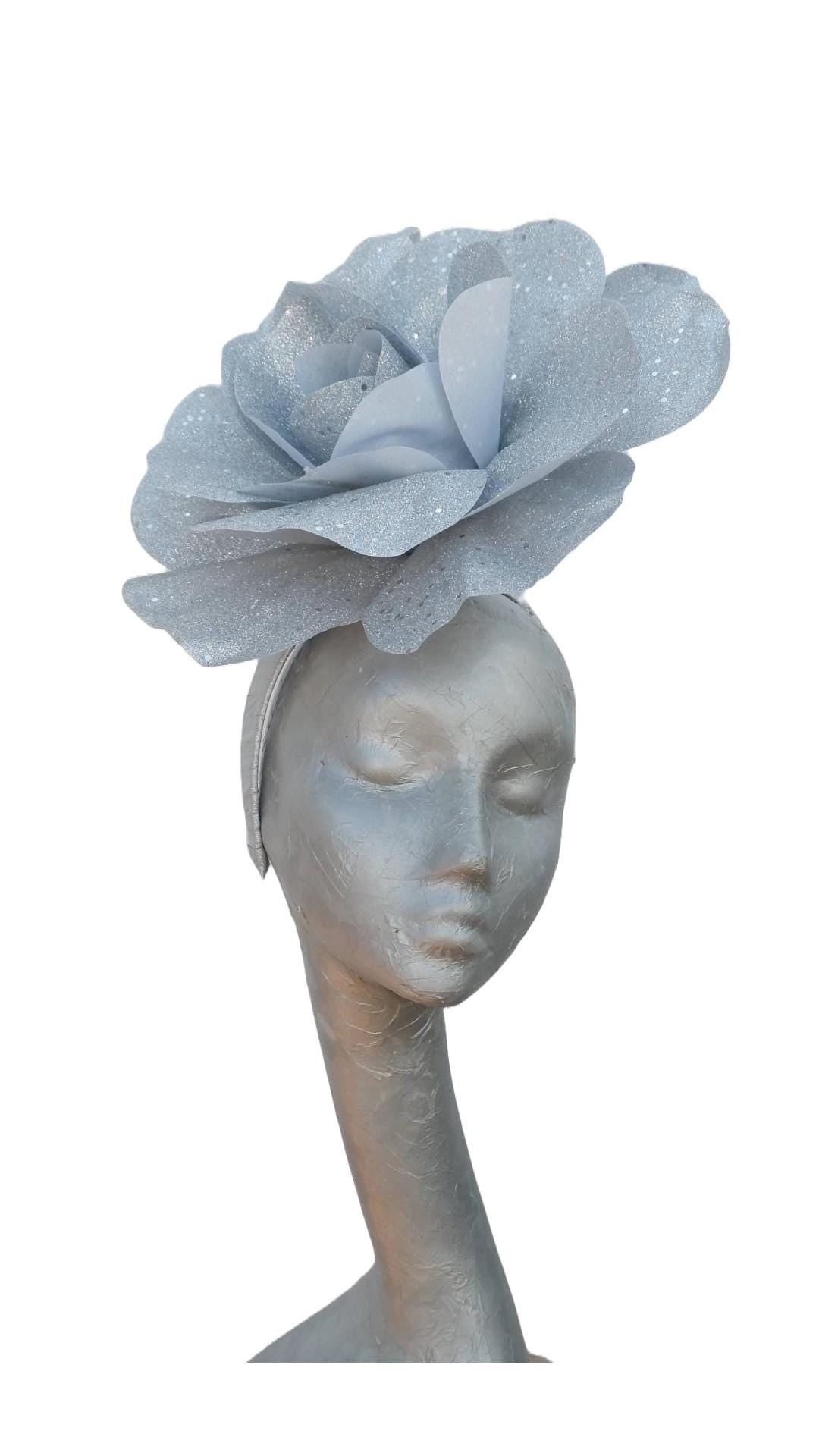 Glitz - 30cm Giant Glitter Rose Fascinator- 4 colours